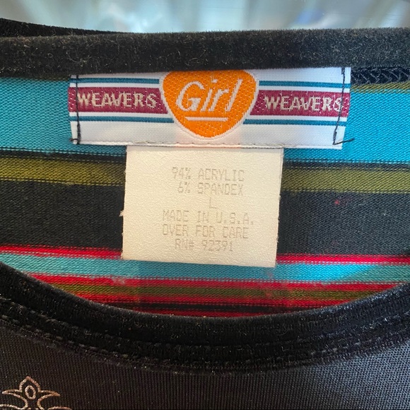 Vintage 90s Long Sleeve Floral and Stripped Top w/ Velvet - Picture 7 of 8